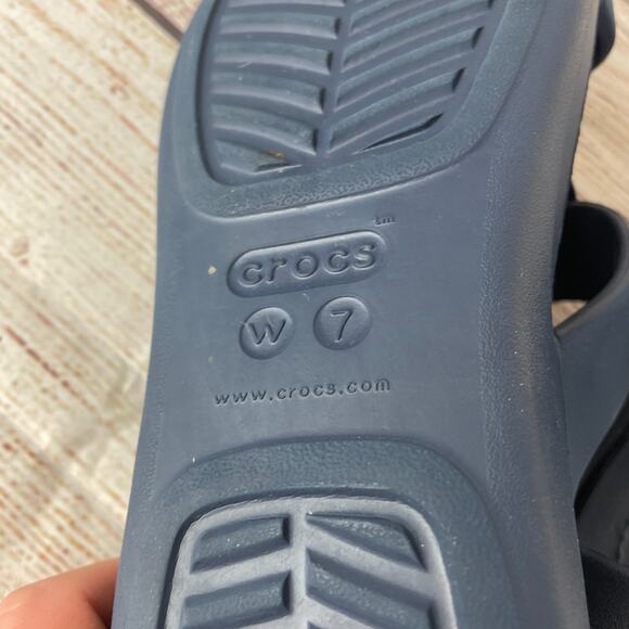 Crocs Womens Monterey Diamante Womens sz 7 Slip-On Wedge Sandals Navy Blue - Picture 9 of 9